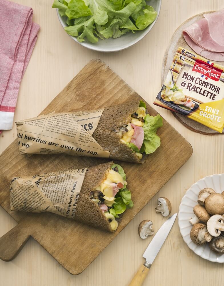 Crêpes cornet à la raclette sans croûte Entremont