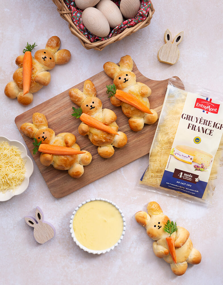 Petits lapins de pâques au gruyère râpé IGP Entremont