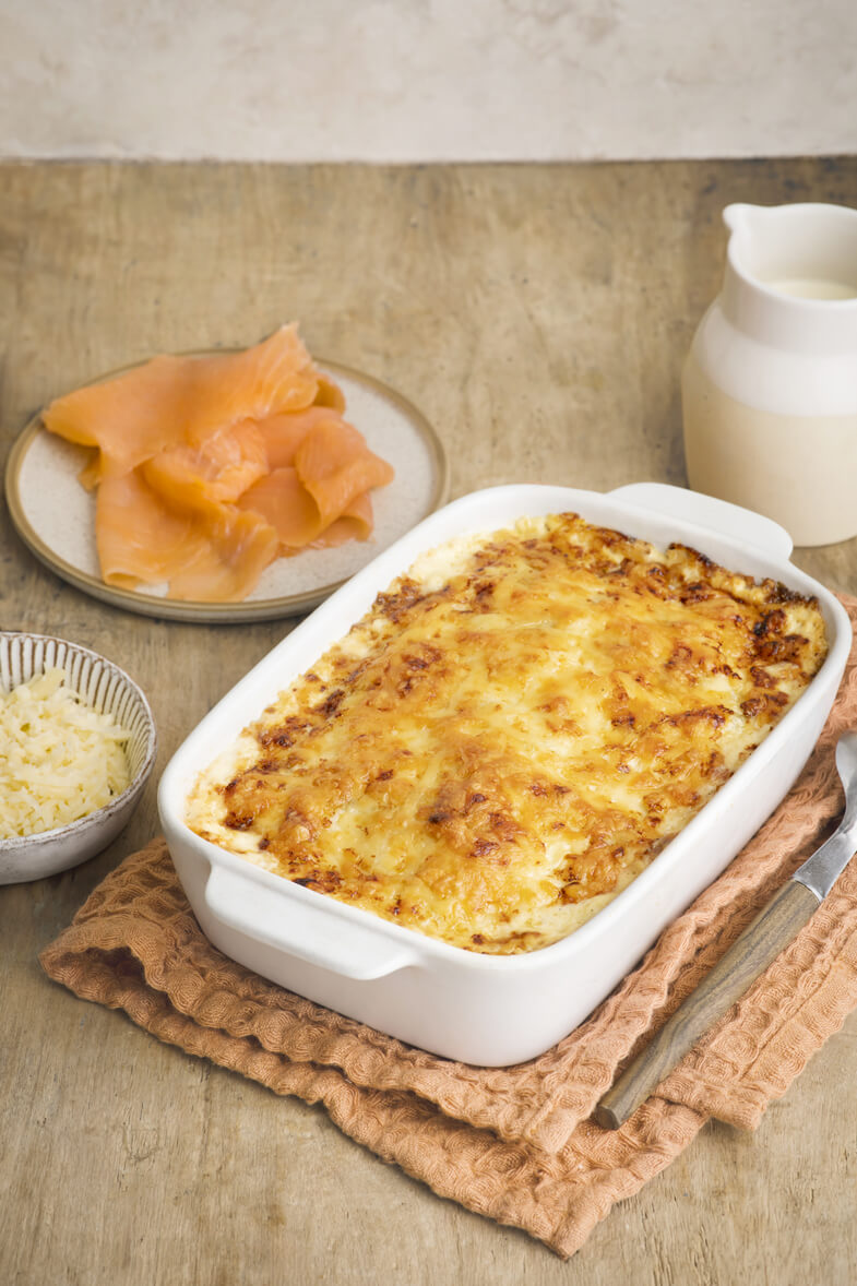Gratin ravioles saumon fumé et Râpé Cuisine Gourmande