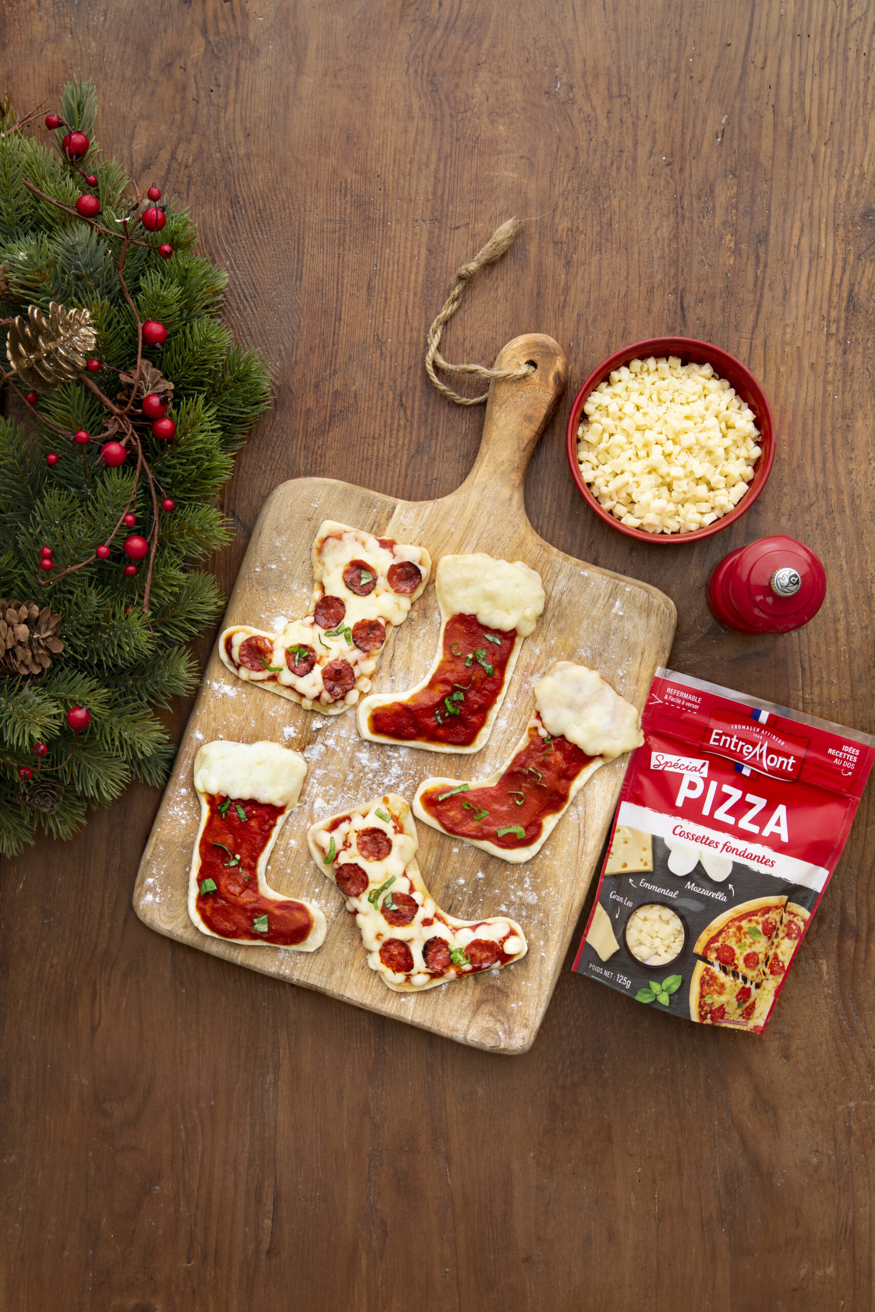 Mini pizzas bottes de Noël