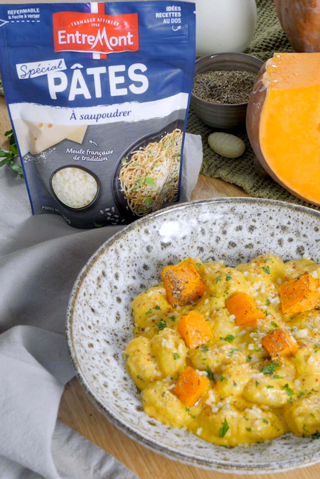 Gnocchis à la crème de courge et au Spécial Pâtes Entremont