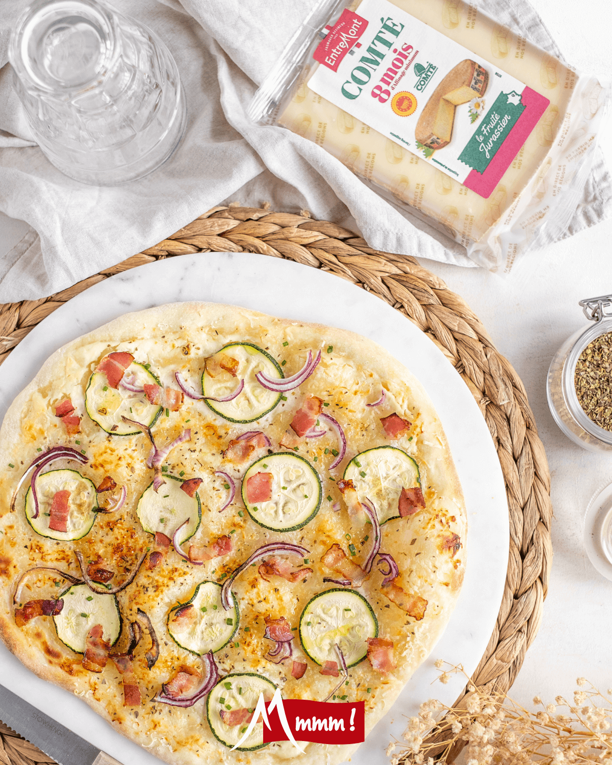 Tarte flambée courgettes et Comté 8 mois Entremont